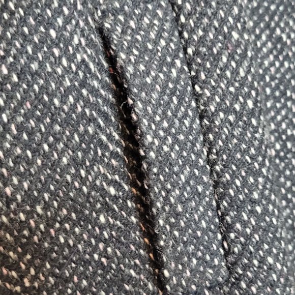 Vintage Tweed Leather Coat Jacket Havoc USA Womens Medium Pockets Button Close - Picture 5 of 14